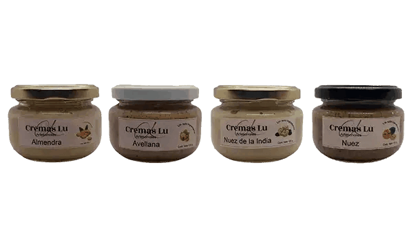 cremas almendra, avellana, nuez y nuez de la india
